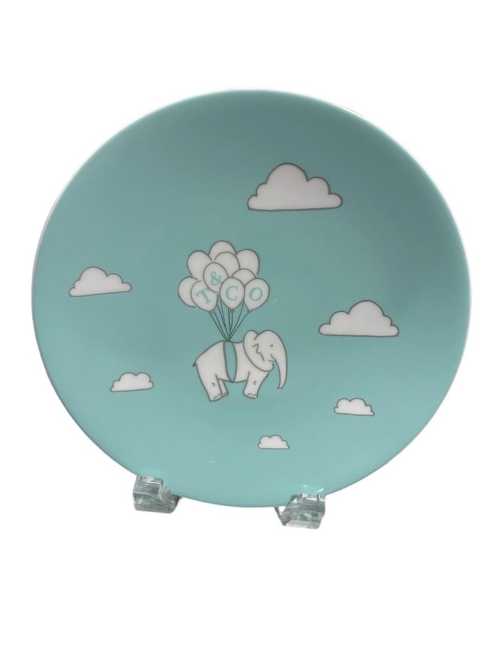 Tiffany & Co. Blue Elephant Balloon Motif Baby Plate